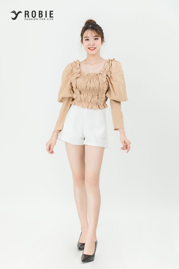 áo nữu tay phồng cổ vuông